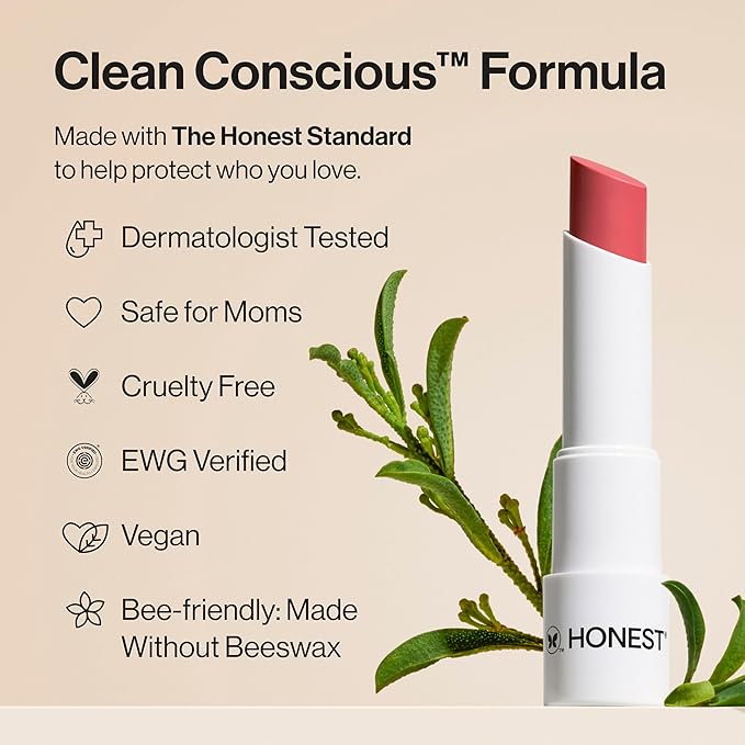 Honest Beauty Moisturizing Vegan Tinted Lip Balm, Antioxidant-Rich, Acai Extracts, Avocado Oil, Cruelty and Paraben-Free, Lychee Fruit