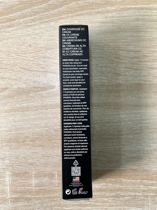 PHOERA CC+ Cream,Full Coverage Foundation，Color Correcting Cream,Anti Aging Hydrating Serum & SPF 25+ Sunscreen - Natural Finish - 1.08 fl oz (140 Buff Beige)