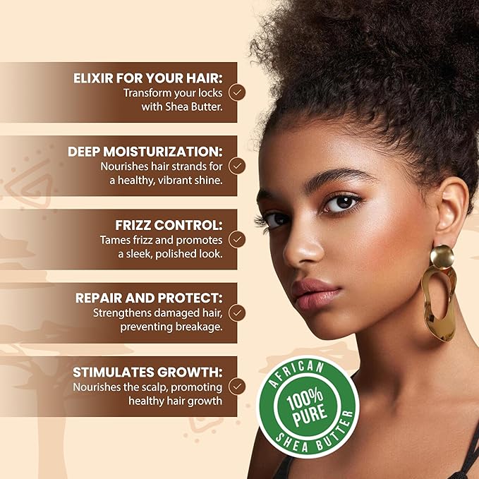 Plant Guru Raw African Shea Butter 8 oz. 100% Pure Natural Unrefined IVORY - Ideal Moisturizer For Dry Skin, Body, Face And Hair Growth. Great For DIY Soap and Lip balm Making.
