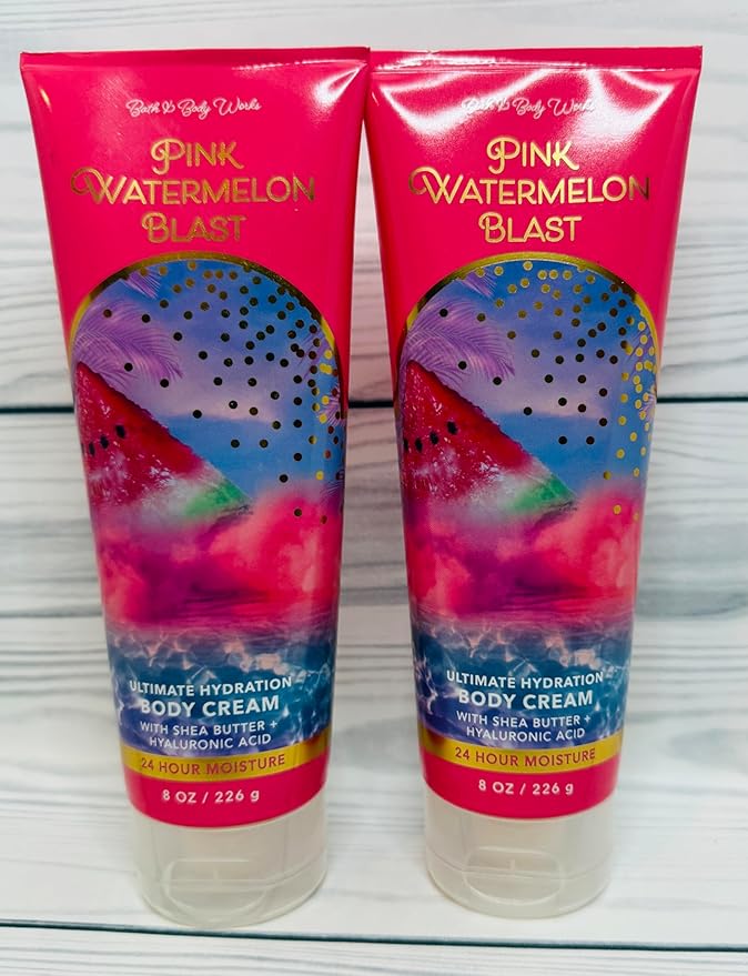 Bath & Body Works Pink Watermelon Blast Ultimate Hydration Body Cream 8 Ounces Pack of 2