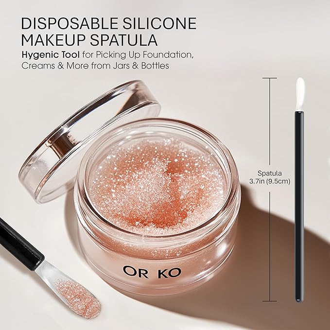 OrKo Disposable Makeup Applicator Kit with Spatulas, Lip Applicators, Eyeliner Brushes, Sponge, Eye Brow & Mascara Brush Includes Portable Collapsible Trash Bin Ideal for Makeup Artist