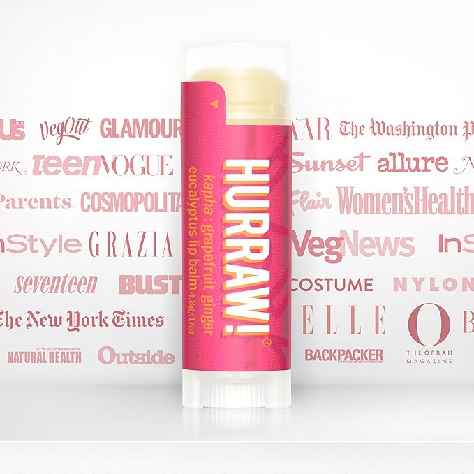 Hurraw! Grapefruit, Ginger, Eucalyptus (Kapha) Lip Balm: Organic, Certified Vegan, Cruelty and Gluten Free. Non-GMO, 100% Natural Ingredients. Bee, Shea, Soy and Palm Free. Made in USA