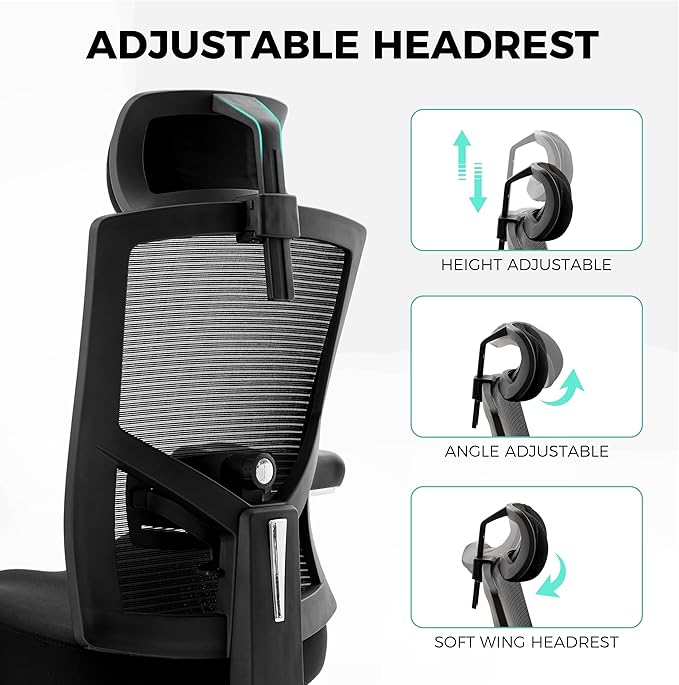 Big and Tall Office Chair 700lbs with Ergonomic W Wide Thick Seat Cushion, Oversized Mesh Desk Chair with Adjustable Lumbar for Heavy People, Computer Chair with 4D Armrest Footrest Headrest