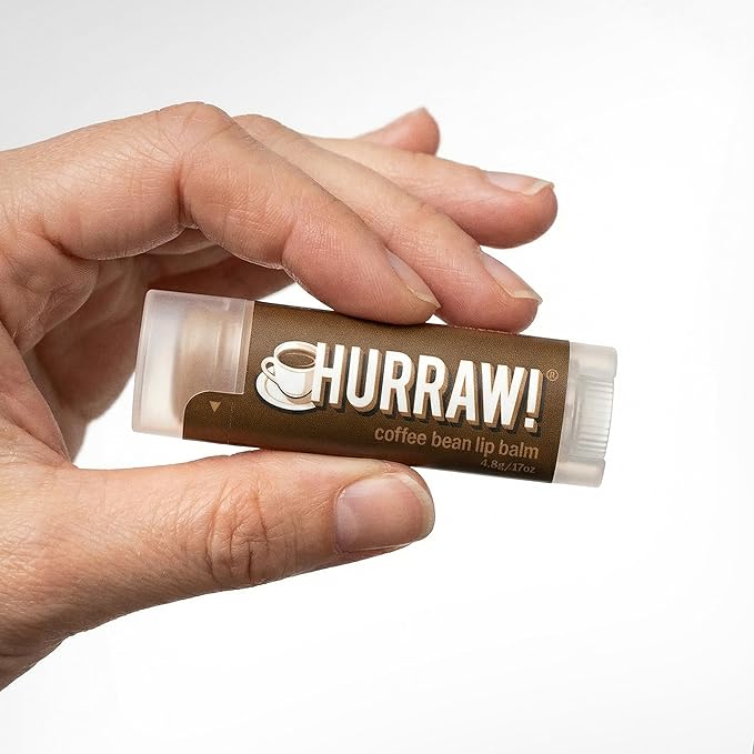 Hurraw! Coffee Bean Lip Balm: Organic, Certified Vegan, Cruelty and Gluten Free. Non-GMO, 100% Natural Ingredients. Bee, Shea, Soy and Palm Free. Made in USA