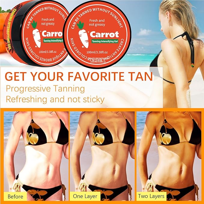 Generic Carotene Tanning Gel, Carrot Tanning Gel, Luxury Intensive Tanning Gel, Tanning Accelerator Cream Gel for Natural Tan Skin, Tanning Gel for Outdoor Sun & Sunbeds (1PC)