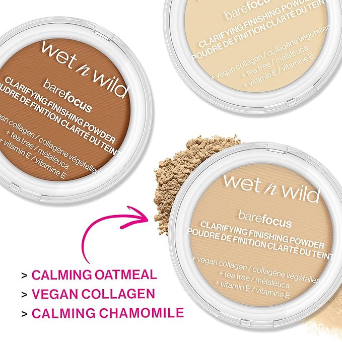 wet n wild Bare Focus Clarifying Finishing Powder | Matte | Pressed Setting Powder Fair-Light (Pack of 2)