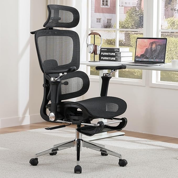 Mesh Ergonomic Office Chair with 6D Armrests,High Back Mesh Gaming Chair with Lumbar Support,Adjustable 3D Headrest for Home Office Desk Chair(Executive, Black)