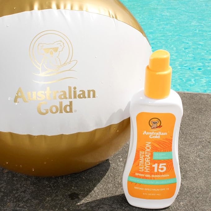 Australian Gold Spray Gel Sunscreen, Hydrate Skin, Broad Spectrum, Water Resistant, Non-Greasy, Oxybenzone Free, Cruelty Free, SPF 15, Moisturize-Max New Coconut, 8 Fl Oz (A70889)
