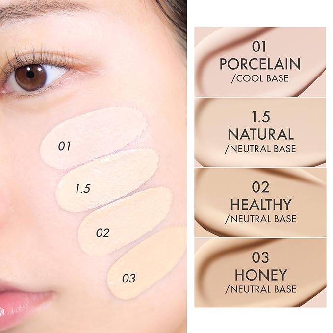 Amuse SEOUL Ceramic Skin Perfector Cushion Foundation (1.5 NATURAL) | Long-lasting, Lightweight, Semi-matte, Flawless Coverage, Hypoallergenic, Vegan, Korean Beauty (15g / 0.52oz.)