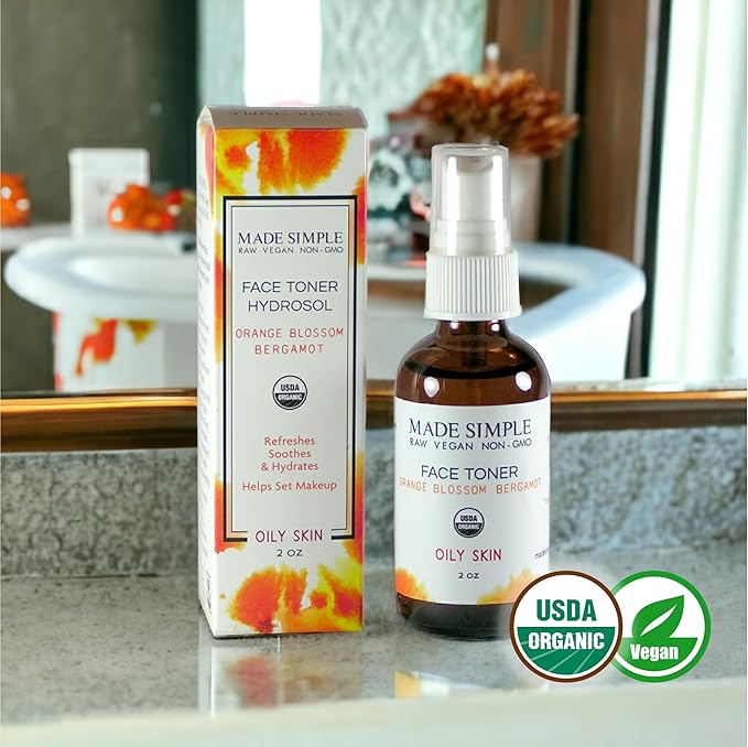 Orange Blossom Bergamot Face Toner for Oily Skin - Certified Organic, Vegan, & Cruelty-Free