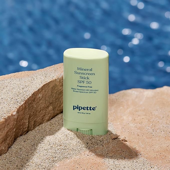 Pipette Baby Mineral Sunscreen Stick SPF 50, 0.6 oz, Water-resistant Non-nano Zinc Oxide Mineral Sunscreen, UVB/UVA Sunblock for Kids & Sensitive Skin, Travel Size Sun Protection