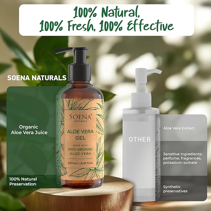 Aloe Vera Gel Organic - FROM PURE ALOE LEAF JUICE - Vegan | 100% Natural & Unscented - Certified Organic - Made in Germany - Moisturizer - For Face, Skin, Hair, Sunburn relief
