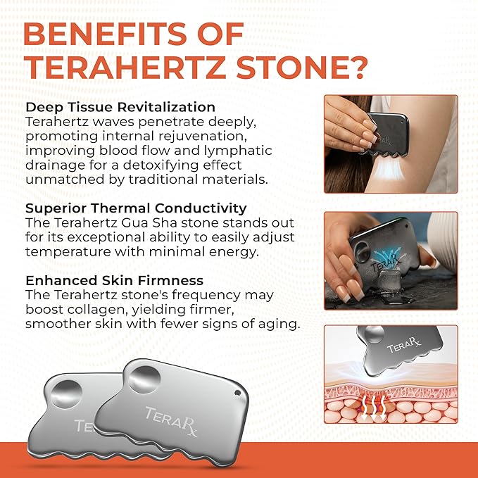 TeraRX® Terahertz Stone Gua Sha & Massage Tools – Authentic Terahertz Tools for Lymphatic Drainage, Tension Relief, and Facial Relaxation (Body Gua Sha)