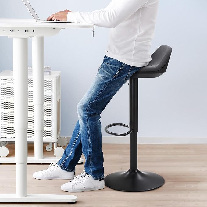 IWMH Standing Desk Stool, Height Adjustable Standing Desk Chair, Ergonomic Sit Stand Stool with Footrest, 360° Swivel Leaning Stools for Office Home (Grey)