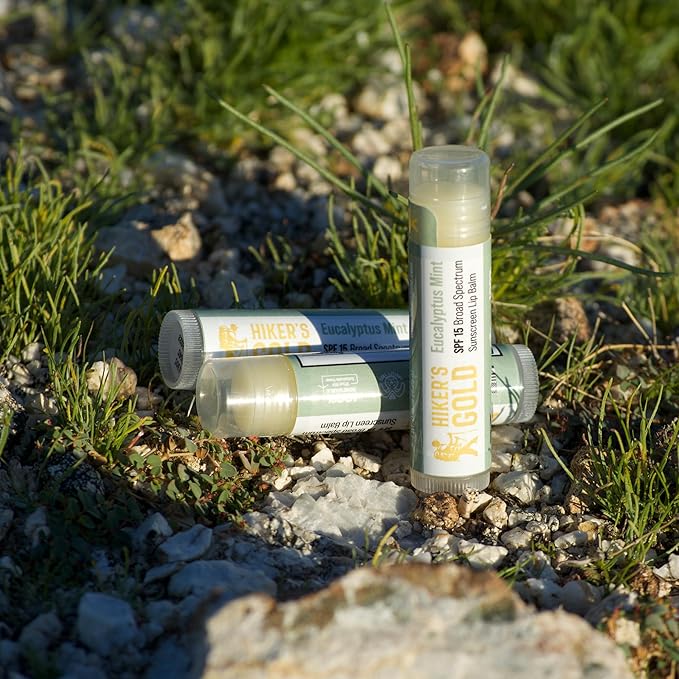 Hiker’s Gold SPF 15 Sunscreen Lip Balm, Eucalyptus Mint, 3-Pack