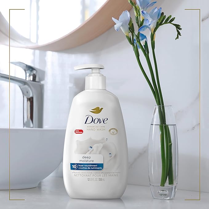Dove Advanced Care Hand Wash Deep Moisture for Soft,Smooth Skin,More Moisturizers than the Leading Ordinary Hand Soap,12 oz,(Pack of 8)