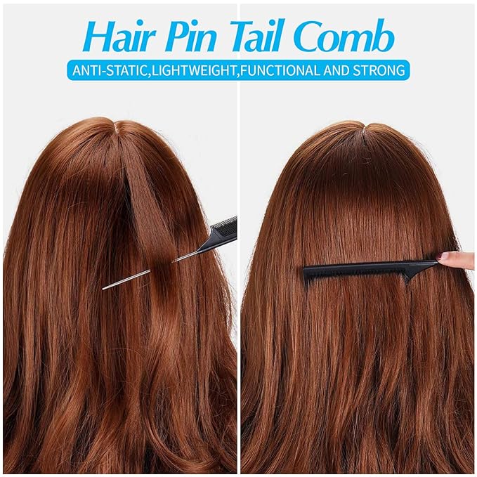 Topsy Tail Hair Styling Set, IKOCO - 1000pcs Hair Elastics (500 Clear, 500 Black), 2 Loop Tools, 1 Rat Tail Comb