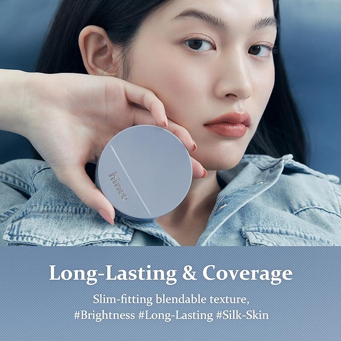 hince Second Skin Mesh Matte Cushion - 12g, Natural Coverage, Semi Matte Finish, Flawless Coverage, 24hr Long Lasting, Korean Cushion Foundation, Blue Cushion (ROSY, 15)