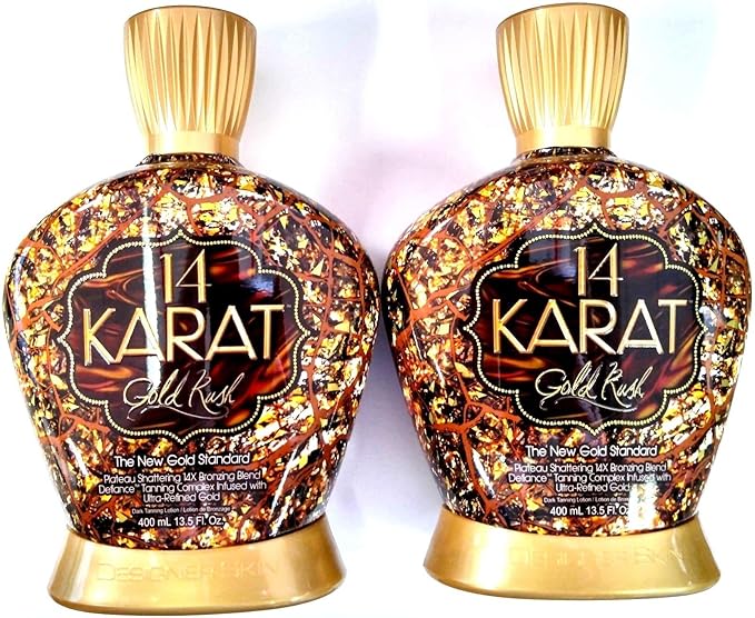 FIYUMLOT of 2 NEW 14 Karat Gold Rush 14x Bronzer Tanning Lotion By Designer Skin