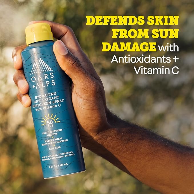Oars + Alps SPF 50 Face & Body Broad Spectrum Sunscreen Spray | Fast-Absorbing, Lightweight, Non-Greasy, Hawaii Reef Act 104 Compliant, Water-Resistant, Octinoxate + Oxybenzone Free, 6 Oz, 1 Pack