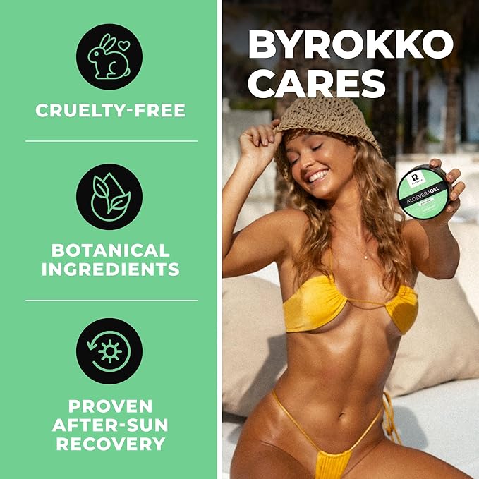 BYROKKO Aloe Vera Gel (215 ml), Fast-Absorbing After-Tanning Cooling Gel, Hydrating Aftersun Skincare
