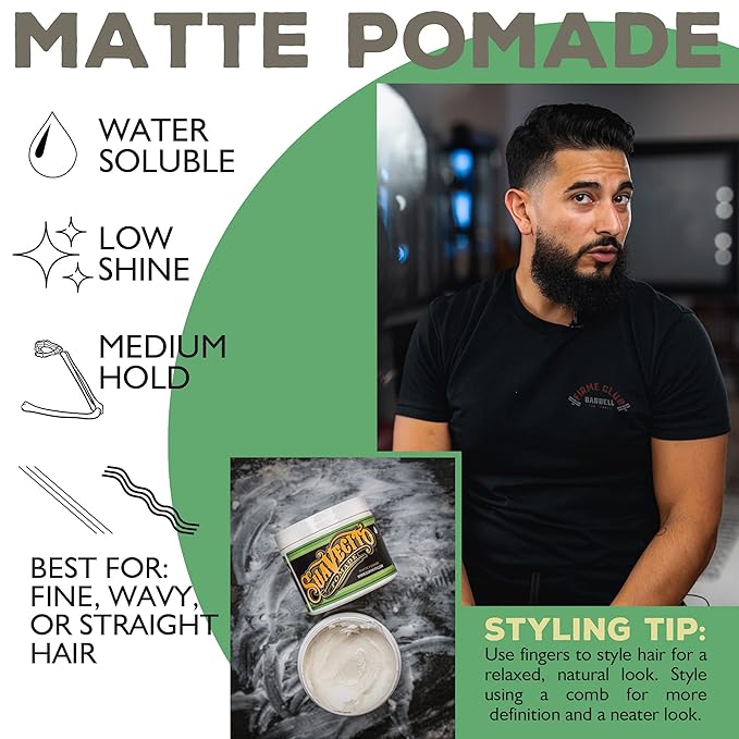 Suavecito Pomade Matte (Shine-Free) Formula 5 oz, 1 Pack - Medium Hold Hair Pomade For Men - Low Shine Matte Hair Paste For Natural Texture Hairstyles