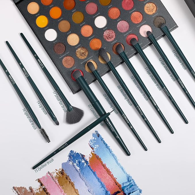 DUcare Makeup Gift Set 19 Pcs,17pcs Makeup Brushes Set 1pc Cleaning Mat 1pc Makeup Sponge Make up Brushes for Foundation,Face Blending Powder, Contour, Bronzer,Highlight, Concealer, Eyeshadow