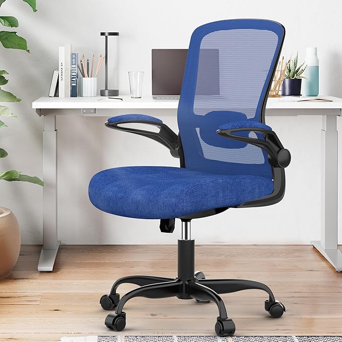 Mimoglad Office Chair, Ergonomic Desk Chair with Adjustable Lumbar Support, High Back Mesh Computer Chair with Flip-up Armrests-Task Chairs, Executive Chair for Home Office