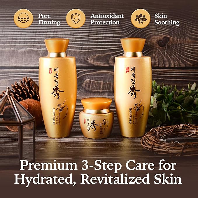 Jigott - YeRokJinSu Hanbang Set - Toner 5.07 FL OZ, Emulsion 5.07 FL OZ, Cream 1.69 FL OZ, Toner Sample 1.01 FL Oz, Emulsion Sample 1.01 FL OZ