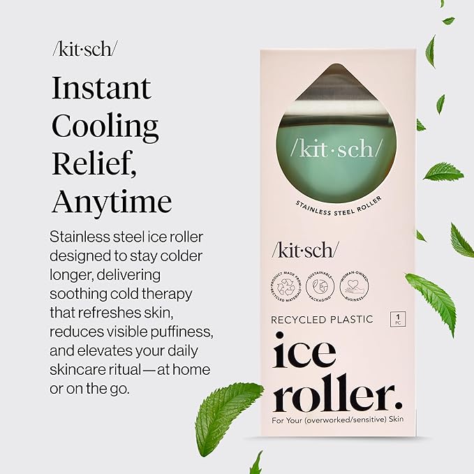 Kitsch Ice Roller for Face – Stainless Steel Ice Face Roller to Reduce Puffiness, Redness & Headaches – Cooling Facial Roller for Skin Care, Irritation Relief & Spa-Like Experience at Home - Mint