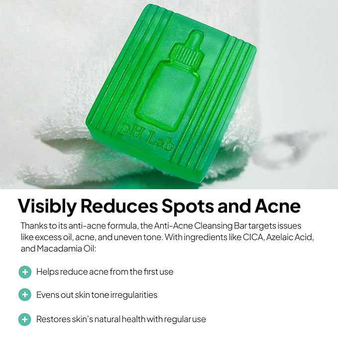 pH Lab Combination & Acne-Prone Skin Routine Set, Zero Pore Tightening Toner Pad, Anti Acne Serum with Azelaic Acid, Anti Redness Serum, Acne Cleansing Bar, Purifies and Soothes the Skin