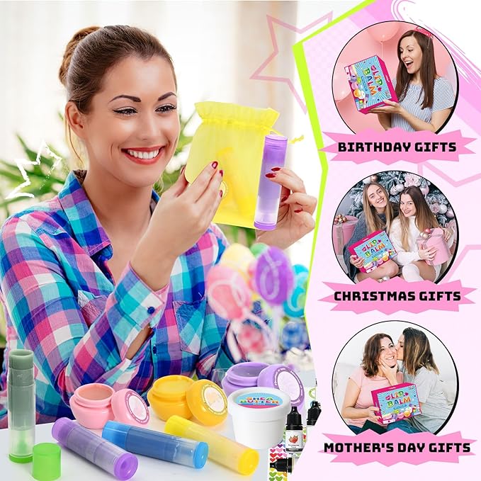 GZDUCK DIY Lip Balm Making Kit- 42Pcs Lip Balm Making Set, Make Your Own Lip Gloss, Lip Gloss Making with Multi-Flavor Multicolored DIY Makeup Set Gifts for Women