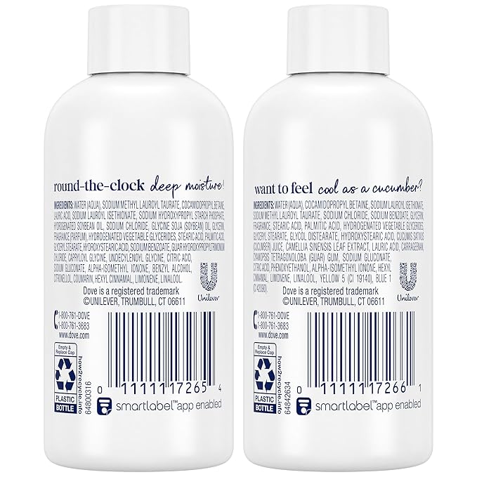 Dove Body Wash Travel Essentials Variety 2-Pack – Refreshing Cucumber & Green Tea + Deep Moisture Nourishing Body Washes, 3 Oz Ea