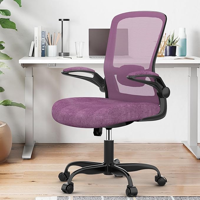 Mimoglad Office Chair, Ergonomic Desk Chair with Adjustable Lumbar Support, High Back Mesh Computer Chair with Flip-up Armrests-Task Chairs, Executive Chair for Home Office
