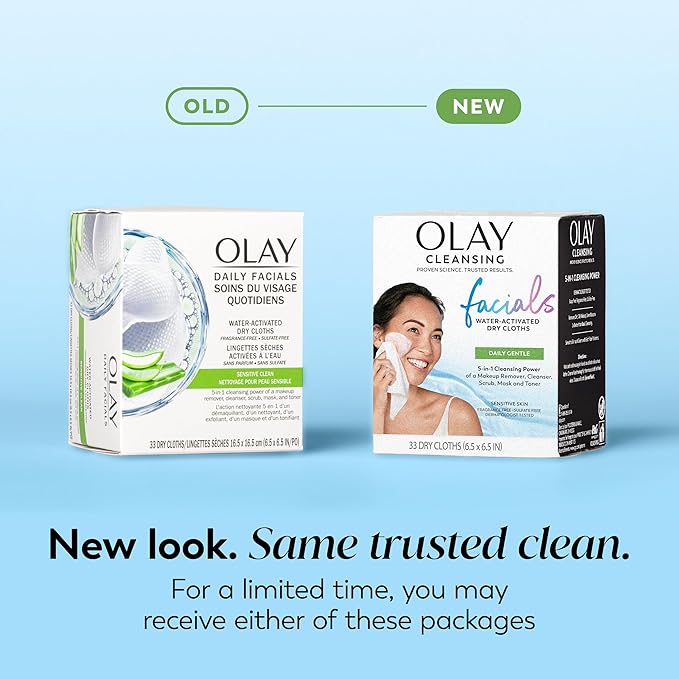 Olay Eye Makeup Remover Wipes, Daily Facials Gentle Face Cleanser for Sensitive Skin, Alcohol and Fragrance Free, Soft Face Wash Towels, Travel Essentials for Women, Dry Cloths, 99 ct (3 X 33ct)