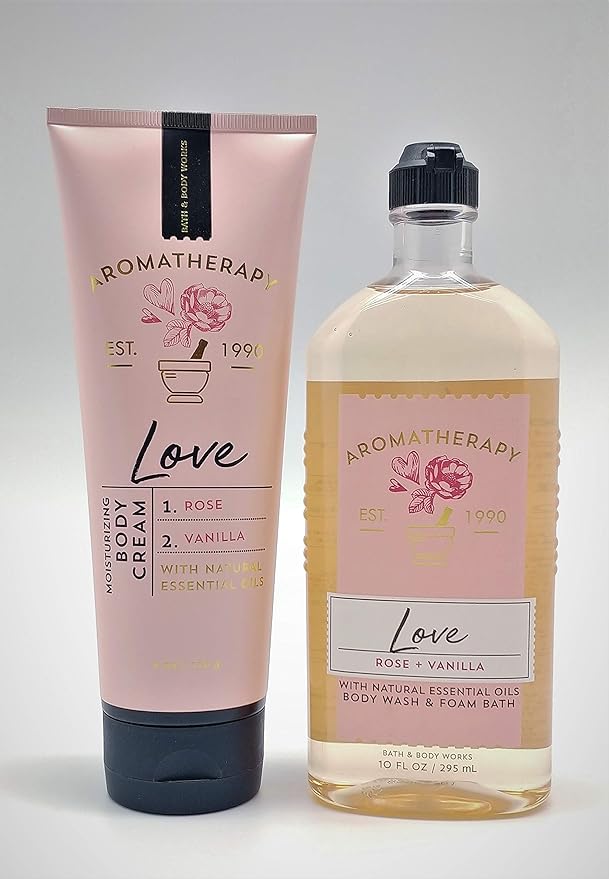 Aromatherapy - Love - Rose Vanilla - Duo Body Cream and Body Wash & Foam Bath - Full Size