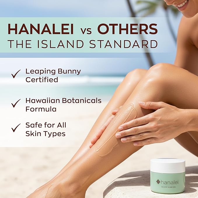 Hanalei Aloe Gel – Soothing After-Sun Care & Daily Moisturizer – Hydrating, Cooling Aloe Vera Gel for Face & Body – Cruelty-Free, Paraben-Free Skincare – Natural Moisturizer – Full Size - 100g