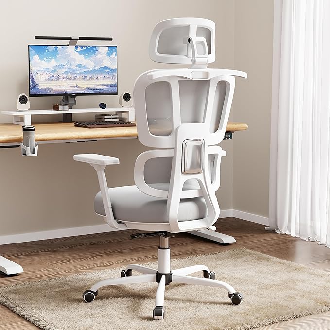 Office Chair Ergonomic Desk Chair with Lumbar Support and Headrest, Thick Cushion Mesh Computer Chair with Armrest and Tilt Lock, High Back Home Office Desk Chairs for Men Women