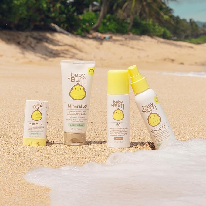Sun Bum Baby Bum SPF 50 Sunscreen Spray & Face Stick | Mineral Uva/Uvb Face & Body Protection for Sensitive Skin | Fragrance Free | Travel Size