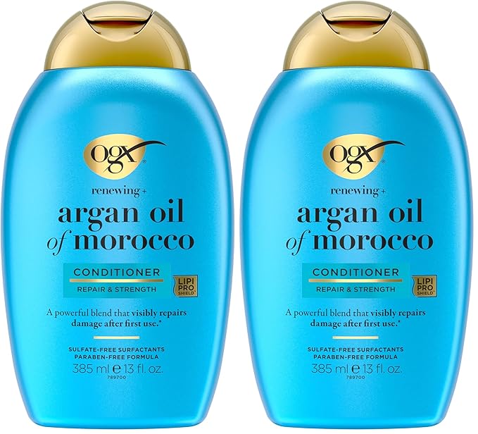 OGX Renewing + Argan Oil of Morocco Conditioner, Repair Conditioner & Argan Oil Helps Strengthen & Repair Dry, Damaged Hair, Paraben-Free, Sulfate-Free Surfactants, 13 fl. oz (Pack of 2)