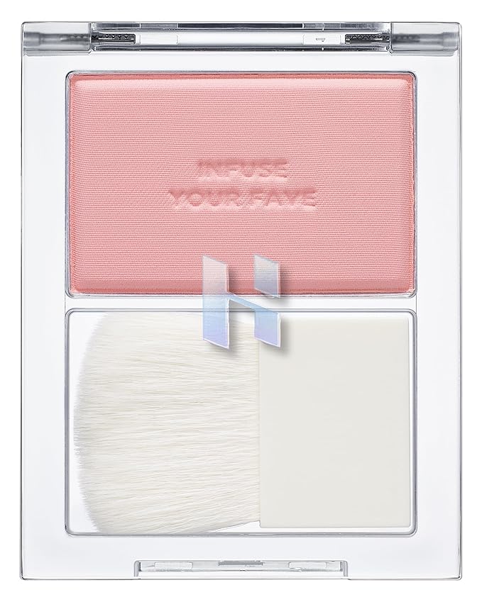 HOLIKA HOLIKA My Fave Infusing Blush 05 Simon - Korean Face Makeup Cushiony Powder, Buildable Color with Multi-Blurring Effect - Pore Minimizing Mineral Formula, Includes Mini Brush