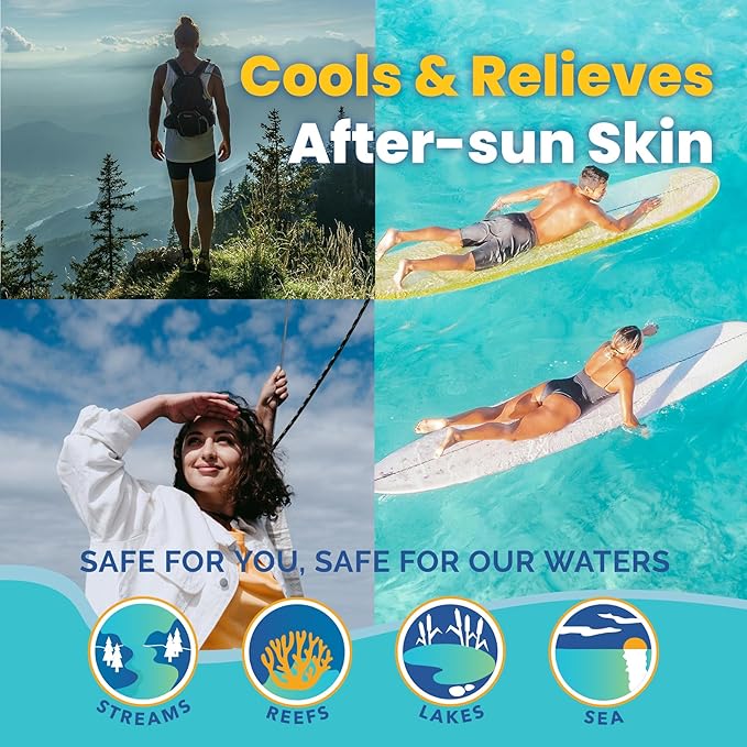 STREAM 2 SEA Sun & Sting Aloe Soothing Gel for Face & Body, Organic Aloe Vera Gel for Sunburn Relief, Travel Size Aloe Vera Gel for Skin, Natural After Sun Care, Pure Aloe After Sun Gel, 2.5 Fl oz