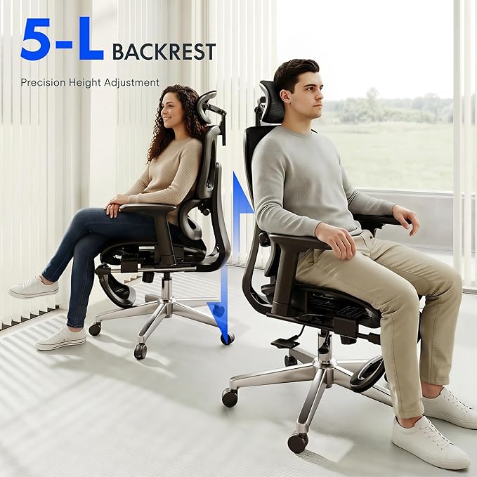 FLEXISPOT ErgoX Premium Ergonomic Office Chair with Footrest- Adjustable 3D Armrests, Dynamic Lumbar Support, Recline & Tilt Function, Mesh Seat, for Home & Office Use,Blue