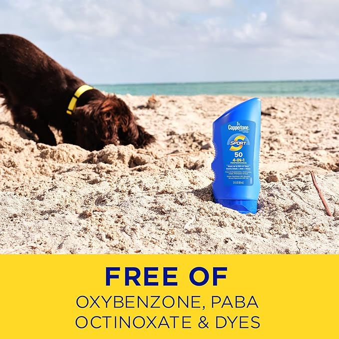 Coppertone Sport Sunscreen Lotion SPF 50, Water Resistant Body Sunscreen, Broad Spectrum SPF 50 Sunscreen, Bulk Sunscreen Pack, 3 Fl Oz Travel Size Bottles, Pack of 12
