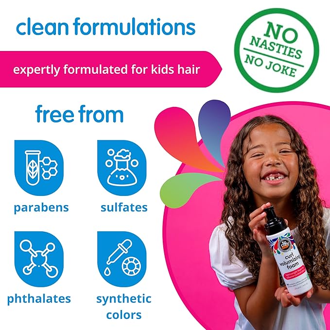 SoCozy Hair Mousse for Kids,Curl Volumizing Foam Mousse for Curly Hair (6 Fl Oz) Enhances Shine & Volume,Gentle Formula with Panthenol,Hydrolyzed Proteins & Keratin,Paraben-& Sulfate-Free,(Pack of 2)