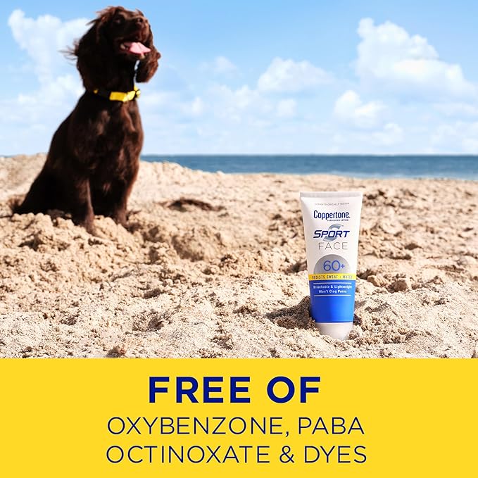 Coppertone Sport Face Sunscreen Lotion SPF 60+, Water Resistant Sunscreen with Broad Spectrum SPF 60+, Lightweight and Breathable, 2.5 Fl Oz Tube