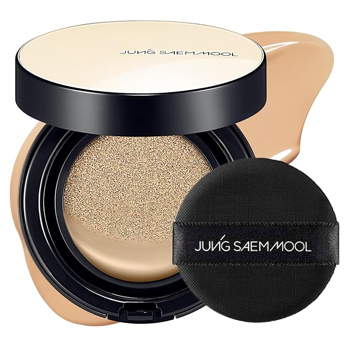 JUNG SAEM MOOL Essential Skin Nuder Cushion | Natural Finish, Buildable Coverage Cushion Foundation by Korean Makeup Artist (Refill Not Included, 0.49 Fl Oz), 22W Sand