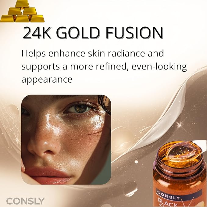 Black Snail & Gold All-in-One Ampoule – Nourishing Gel Serum, 3-in-1 Toner Essence Serum, Snail Mucin Facial Serum for Firm-Looking Skin, Face & Neck, 250 ml / 8.45 fl oz