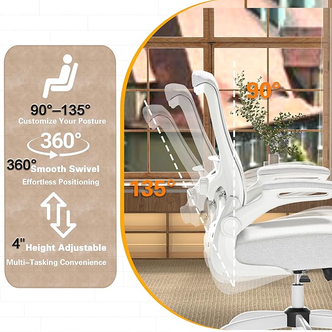 Ergonomic Office Chair - High Back Desk Chair with Adjustable Lumbar Support, Breathable Mesh Back, 330LBS Capacity, Easy Assembly, for Home Office Executive Computer Task