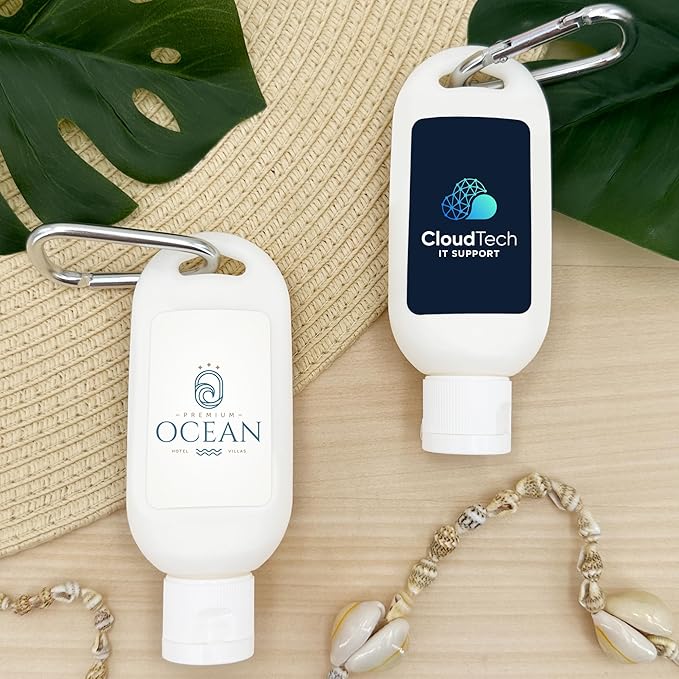 Promotional Sunscreen SPF 30 with Carabiner, Custom Sunscreen - Promotional Product/Bulk with Your Logo/Customized - 12 Quantity